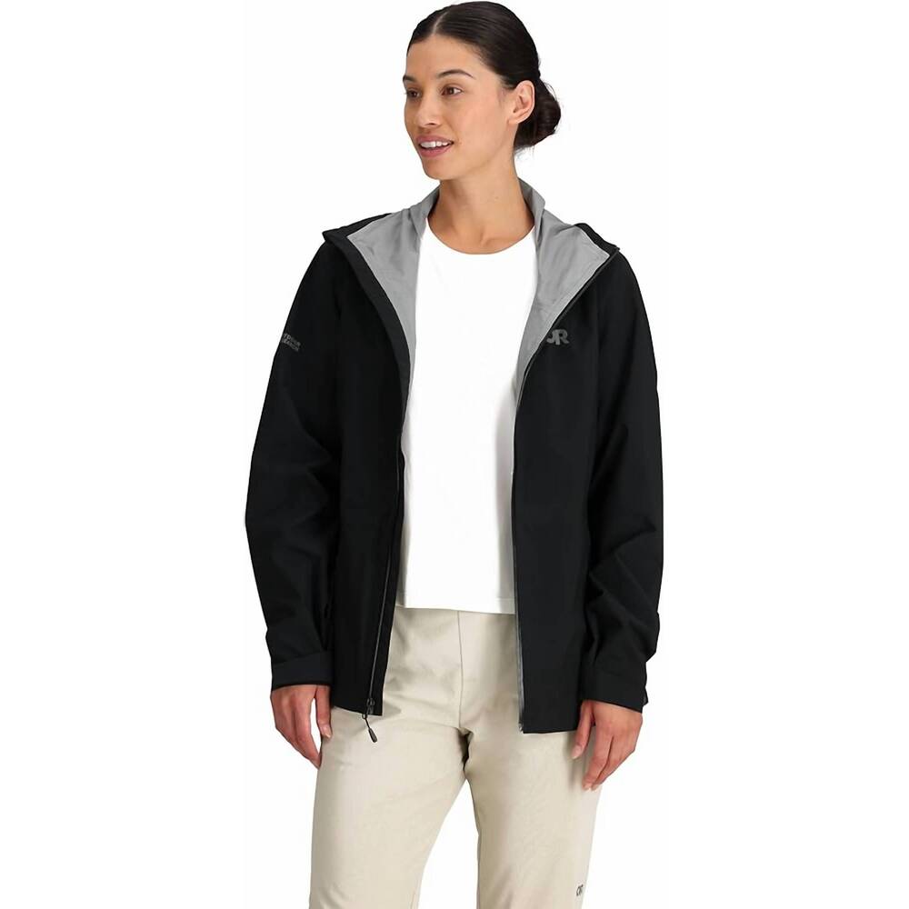 NEW OUTDOOR RESEARCH stratoburst stretch rain jacket in black